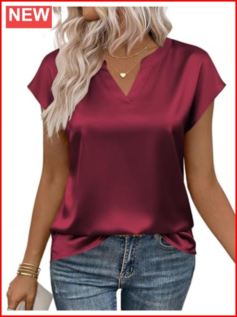 Silk Satin Blouse Women Cap Sleeve V Neck Summer Spring Shirt